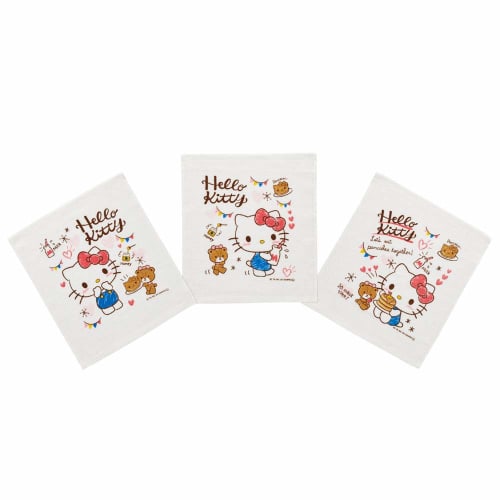 Skater Wet Towel 3P Kitty Snack Time Sanrio OAC1T