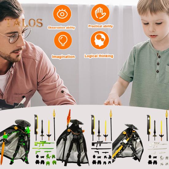 Knight-Errant Action Figure with Accessories Movable Joints 3D Printed Chinese Style Swordsman Robot Model Toy Articulated Dummy Figurine