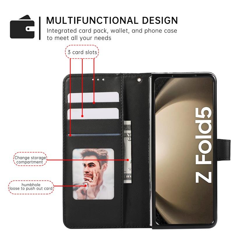 Кожаный чехол-книжка для Samsung Galaxy Z Fold 7 6 5 4 3 5G Fold7 Fold6 Fold5 Кошелек с держателем для карт Защитный чехол