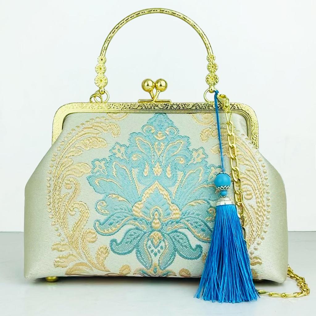 Fashion Silk Bag Tote Shoulder Crossbody Chain Women Handbag Embroidery Chinese Cheongsam Female   Bags Clutch Purse