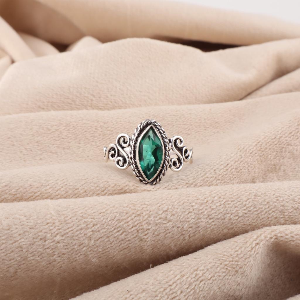 Хромдиопсид Драгоценный камень 925 Стерлинговое серебро Ювелирные изделия Ручной работы Обручальное кольцо PR-1-1