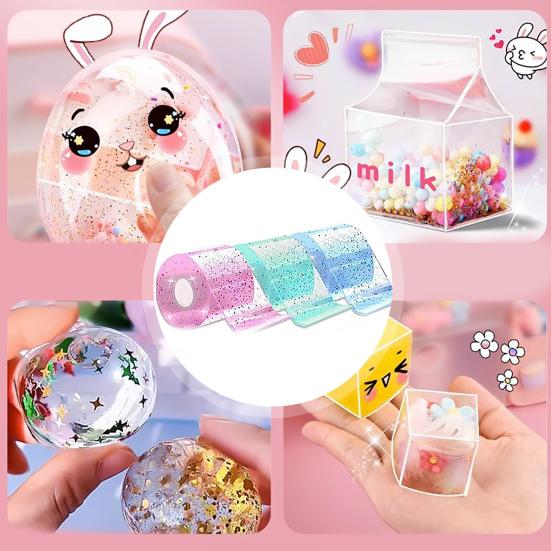 1 Set 300CM Nano Tape Bubble Toy with Straw Charm Sticker Inflator Tweezer Adhesive Funny Stress Relief DIY Craft Making Toy Kit Children Gift