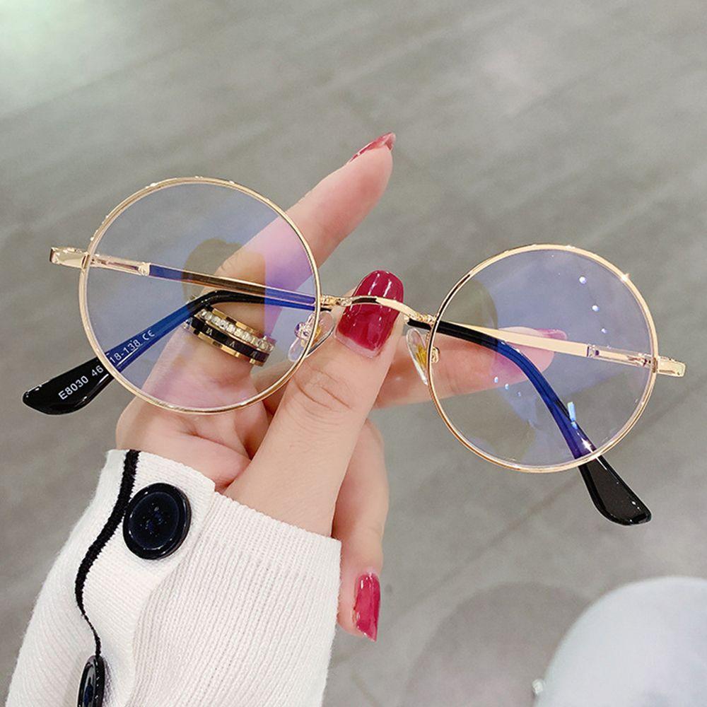 Модные винтажные очки с защитой от синего света, прозрачные линзы, ретро, ​​очки в металлической оправе, большие круглые круглые очки