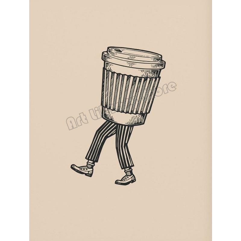 Винтажный Минималистичный Определение Кофе Кофейная Чашка Абстрактная Линия Скандинавский Постер Холст Живопись Настенное Искусство Картинки Домашний Кухонный Декор