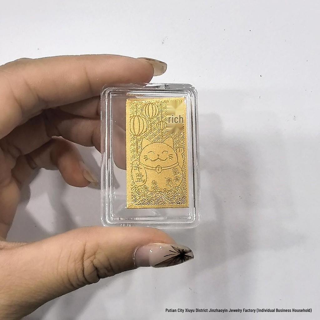 Lucky Cat Gold 999 Phone Sticker: Peace & Happiness - 2mg Fine Gold, Trending Gift for Livestreams.