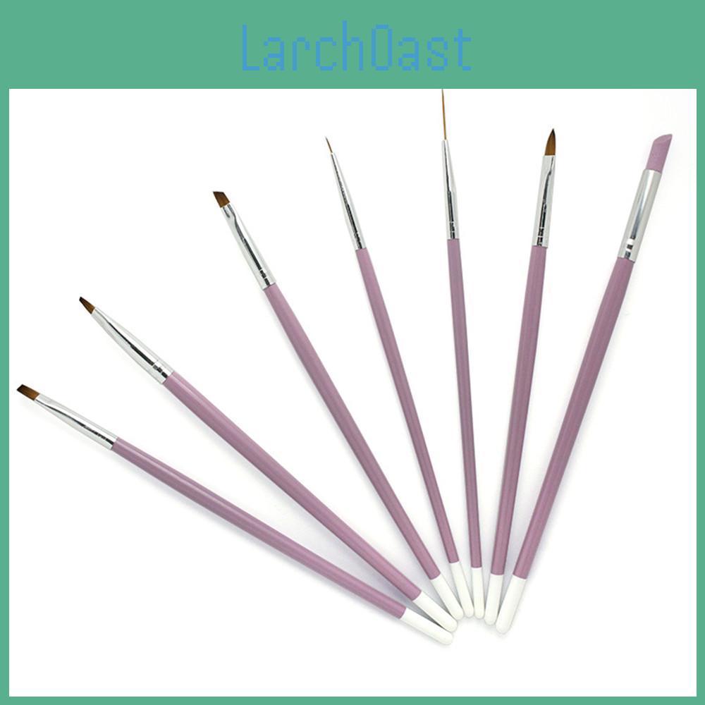 Brush 7pcs Nail Set Pink Handle Liner Uv Gel Acrylic Painting Cuticle Remove Nail Painting Tool