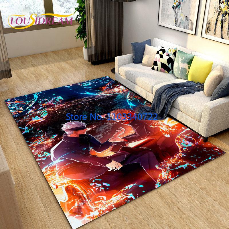 Коврик с рисунком аниме-джиу-джитсу кайсэн 120x160 см для декора гостиной, детской спальни, дивана, ванной комнаты, детского напольного коврика