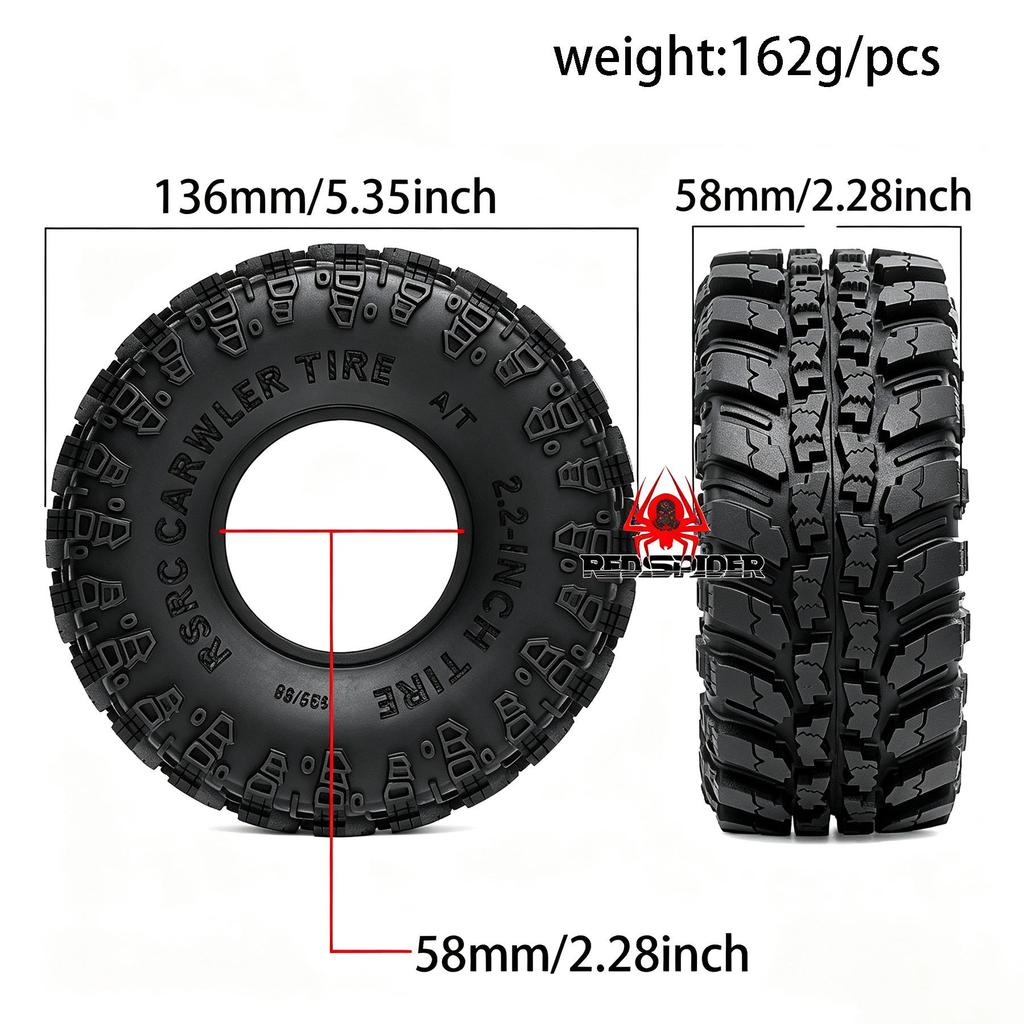 RS Red Spider 1/8 MJX H8H YK4083 CROSSRC 2.2" Black Rhino Tire Skin 136mm