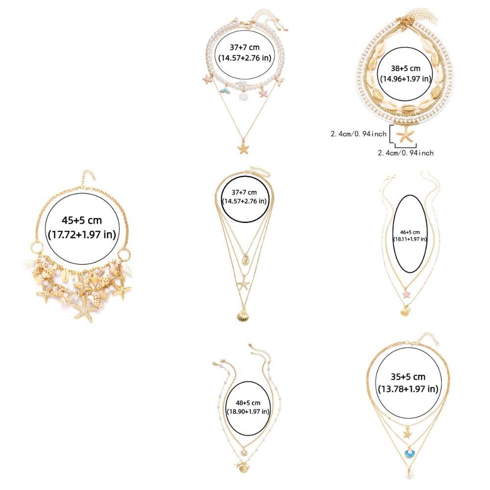 Pearl Shell Multilayer Necklace Conch Starfish Choker Trendy Shell Clavicle Necklace  Gifts