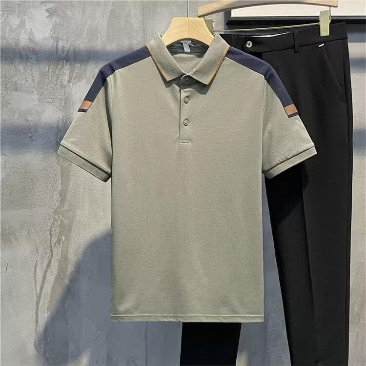Мужская рубашка поло Harajuku Trend: Простой и литературный стиль, лето 2024 г., молодежные рукава с пятью точками