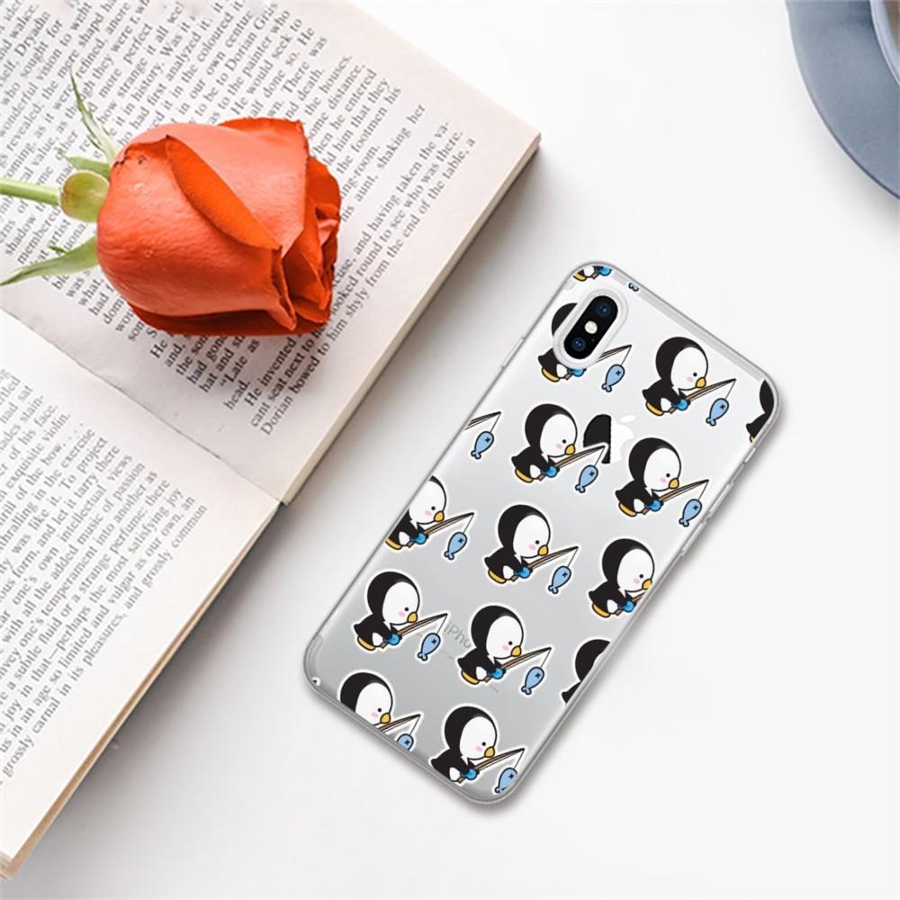 Чехол для телефона с рисунком пингвина кавайи для iPhone 15 13 14 Pro Max XS XR 12 11 Pro 13 Mini 6 7 8 Plus, мягкая прозрачная задняя крышка