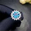 2ct цветок синей формы великолепные простые открывающиеся кольца для женщин циркон помолвка изысканные нежные ювелирные изделия подарок