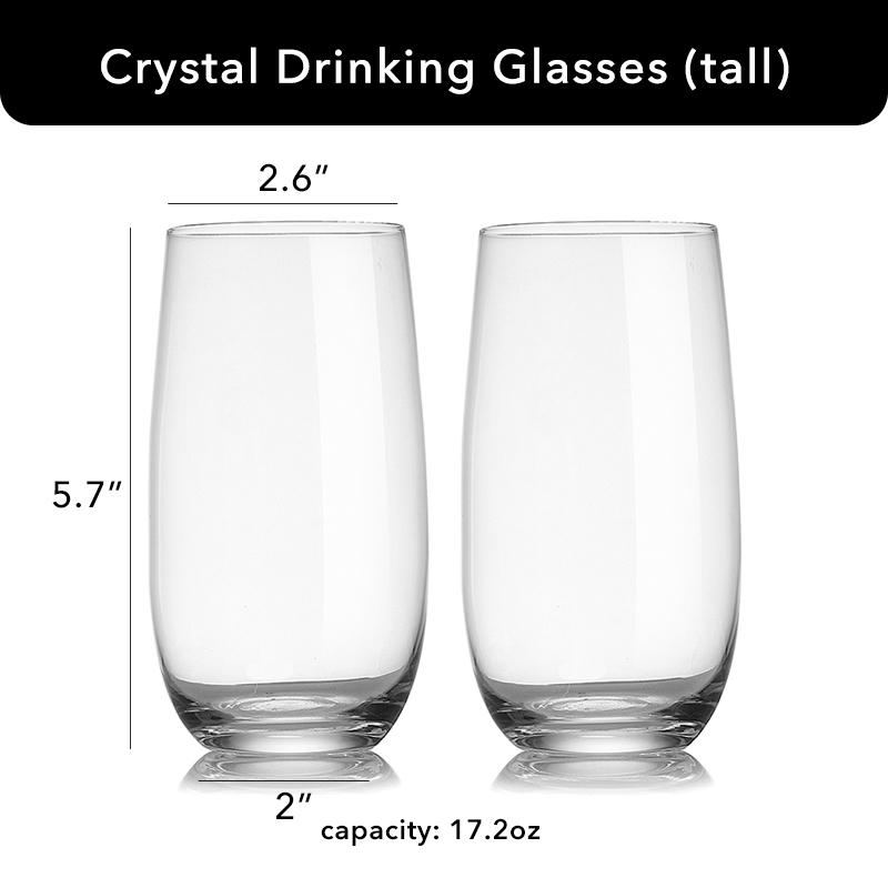 Crystal Highball Glasses Drinking Glasses ,Clear Tall Water Glasses Beverage Cups Mojito Glassware for Juice,Mixed Drinks