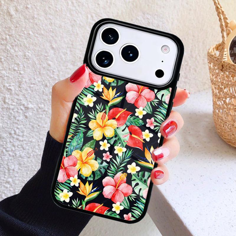 Чехол для телефона 'Тропический рай' с гавайским цветком для iPhone 17 Air 16 15 14 13 12 11 Pro Max Plus