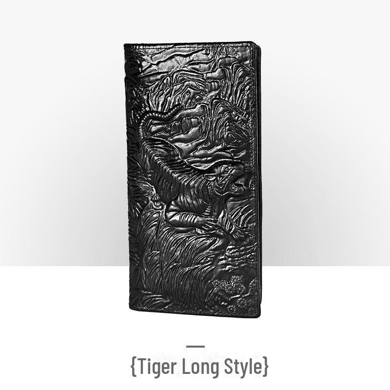 Мужской ретро-кошелек из натуральной кожи с тисненым вручную узором под крокодила, длинный, большой вместимости, с отделениями для нескольких карт.