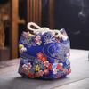 Сумка на шнурке «Цветок дракона» Холщовая сумка для хранения чайного набора Квадратная сумка на запястье с цветком Женская/Для девочек