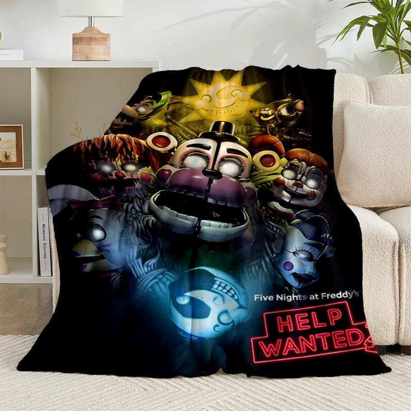 1PC Five Nights Teddy Bear Flannel Blanket Gift, Suitable for Both Men And Women, Soft Ideal for Beds And Sofa, Birthday Or Christmas Gift
