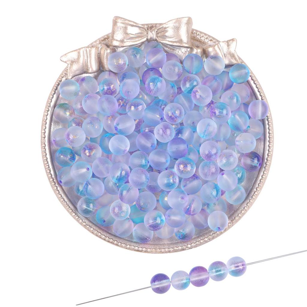 50Pcs 8mm Multicolor Transparent Frosted Glass Loose Beads With Gold Foil For Jewelry Decoration Making DIY Necklace Bracelet Earring