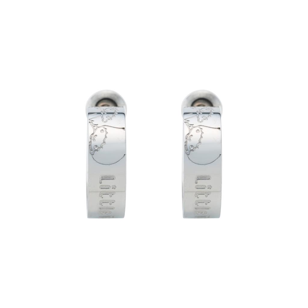 White Clover Little Twin Stars Sanrio Characters Stainless Steel Half Hoop Earrings (2 pieces/for both ears) SAST-P008SV