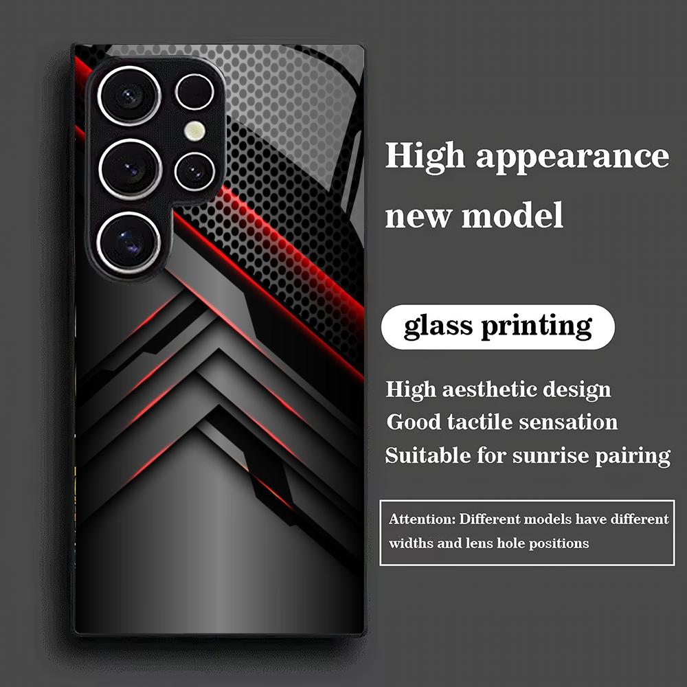 Fashionable business style glass phone case suitable for Samsung Galaxy S26 S25 S24 S23 S22 S21 S20 FE Ultra Plus 5G anti drop