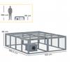 Free-Range Enclosure Rabbit Hutch Made of Wood with 2 Doors, Shelter House for 2-4 Dwarf Rabbits, 180.4 x 150 x 48 cm, Gray