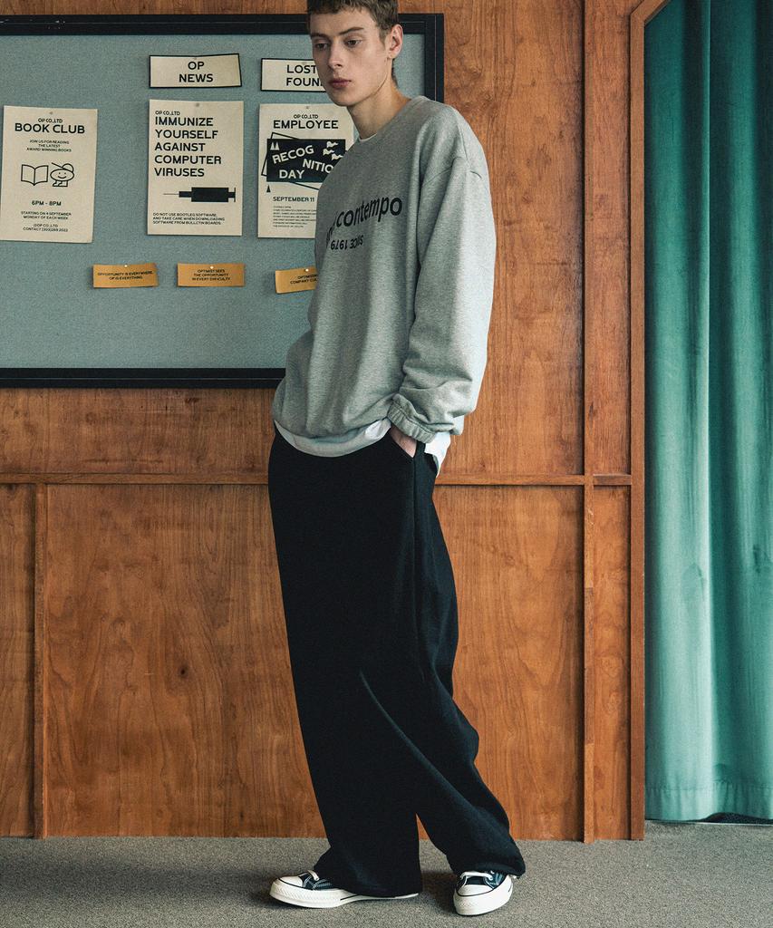 NODU Dart String Double Pleated Wide Pants [Black]
