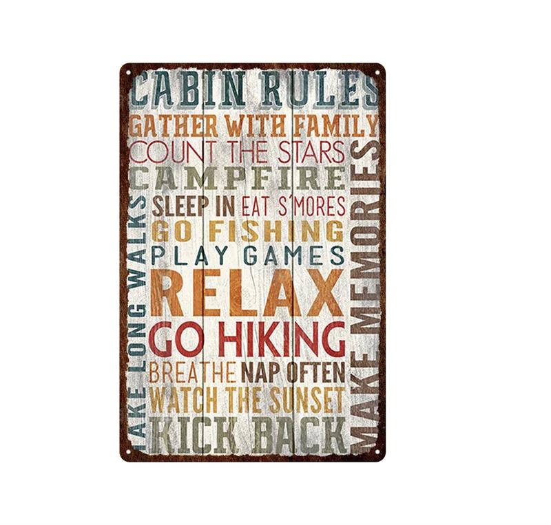 Clear Family Rules Vintage Tin Painting Inspirational Sentence Metal Signs Plaque Wall Decor Poster Home Decoration Accessories