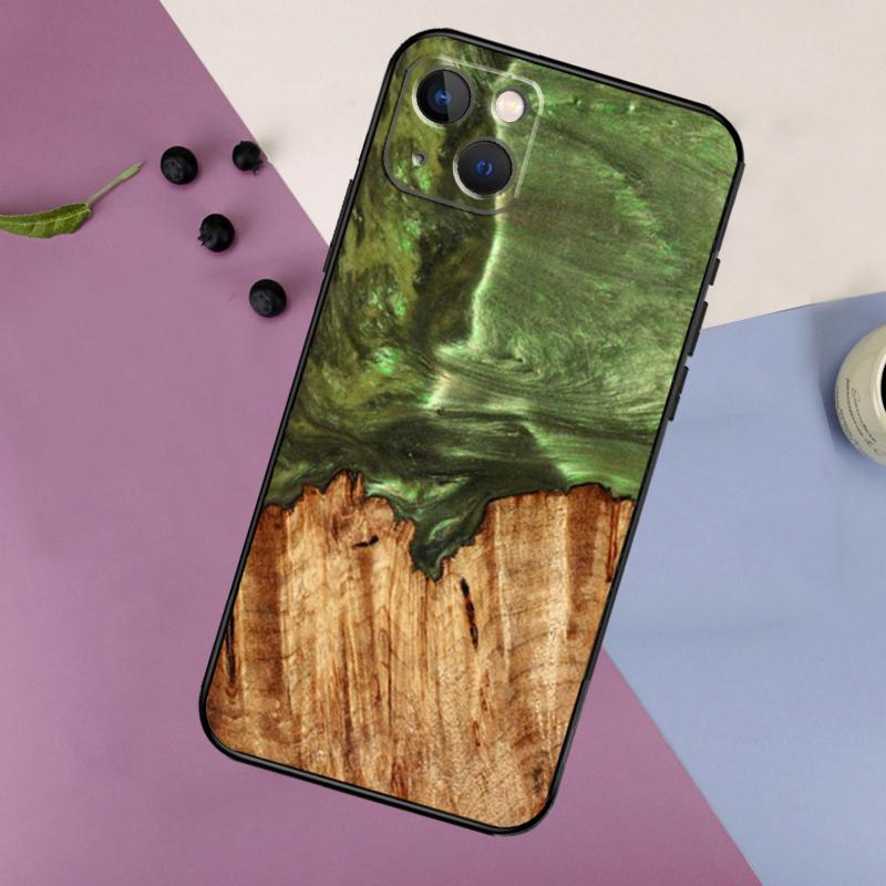 Гибридный чехол из дерева и смолы для iPhone 14 13 11 12 16 15 Pro Max 12 13 Mini X XR XS MAX 7 8 14 16 15 Plus Задняя крышка