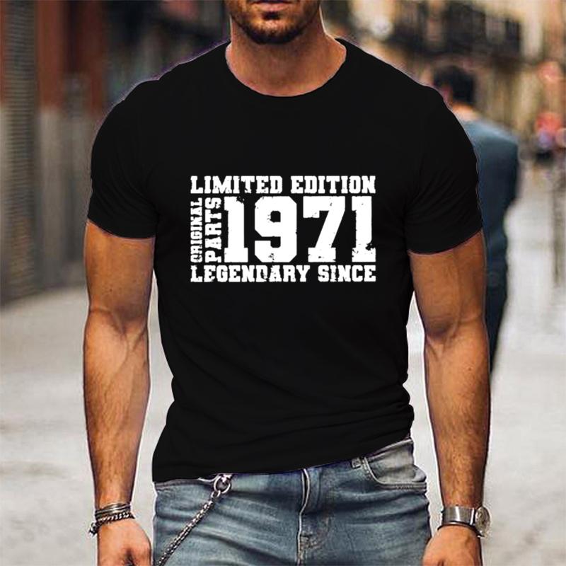 ИЗДАНИЕ 1971 года Футболки с принтом букв Повседневные с круглым вырезом с коротким рукавом Для мужчин Повседневная одежда для улицы Футболка Женские футболки Топы