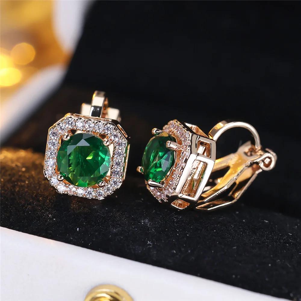 1 пара круглых циркониевых клипс для ушей для женщин и девочек, модные золотые квадратные непроколотые клипсы для ушей