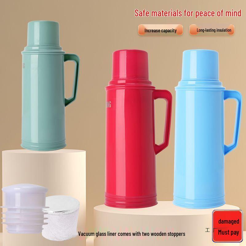 Large Capacity Traditional Thermos with Plastic Shell - Ideal for Home or Dorm Use