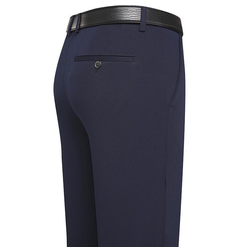 Men's Autumn/Winter Casual Business Trousers: Solid Color, Elastic Waist, Non-Iron, Anti-Wrinkle, Straight Fit.