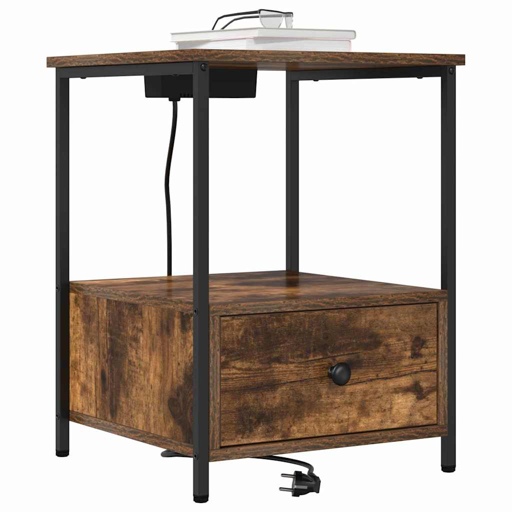 Nightstand Smoked Oak 42 x 41 x 56 cm Engineered Wood