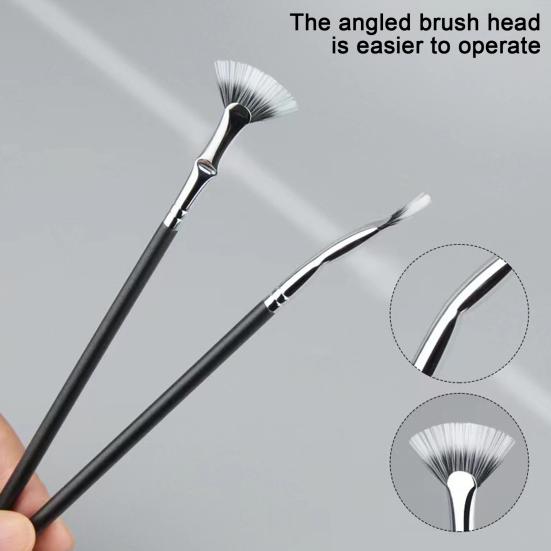 4Pcs Eyelash Brush Long Handle Scalloped Soft Bristles Lash Separation Mascara Fan Brush Women Girls Eye Makeup Tool