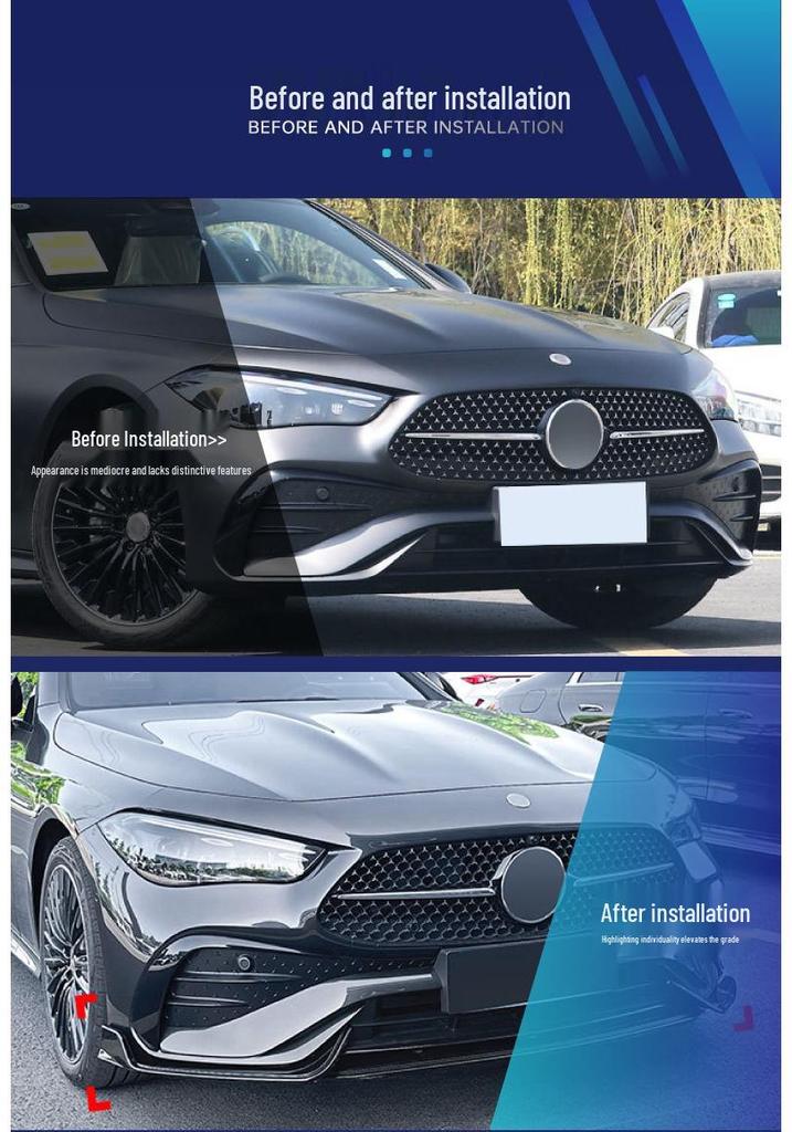 Mercedes-Benz C-Class Front Lip, Grille, Side Skirts, Rear Diffuser, Tailpipe Trim, Tail Wing Modifications