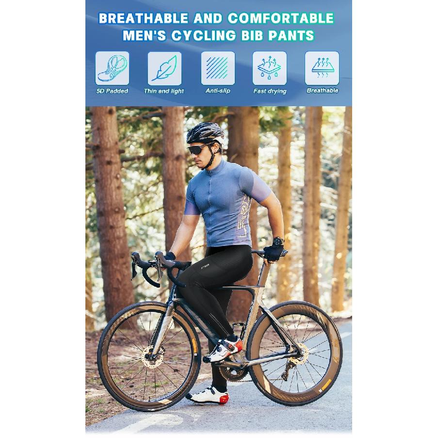 X-TIGER Men's Cycling Bib Pants Three Pockets Breathable Shock 5D gel Pad TMB Mountain Road Cycling Pants Cycling Equipment