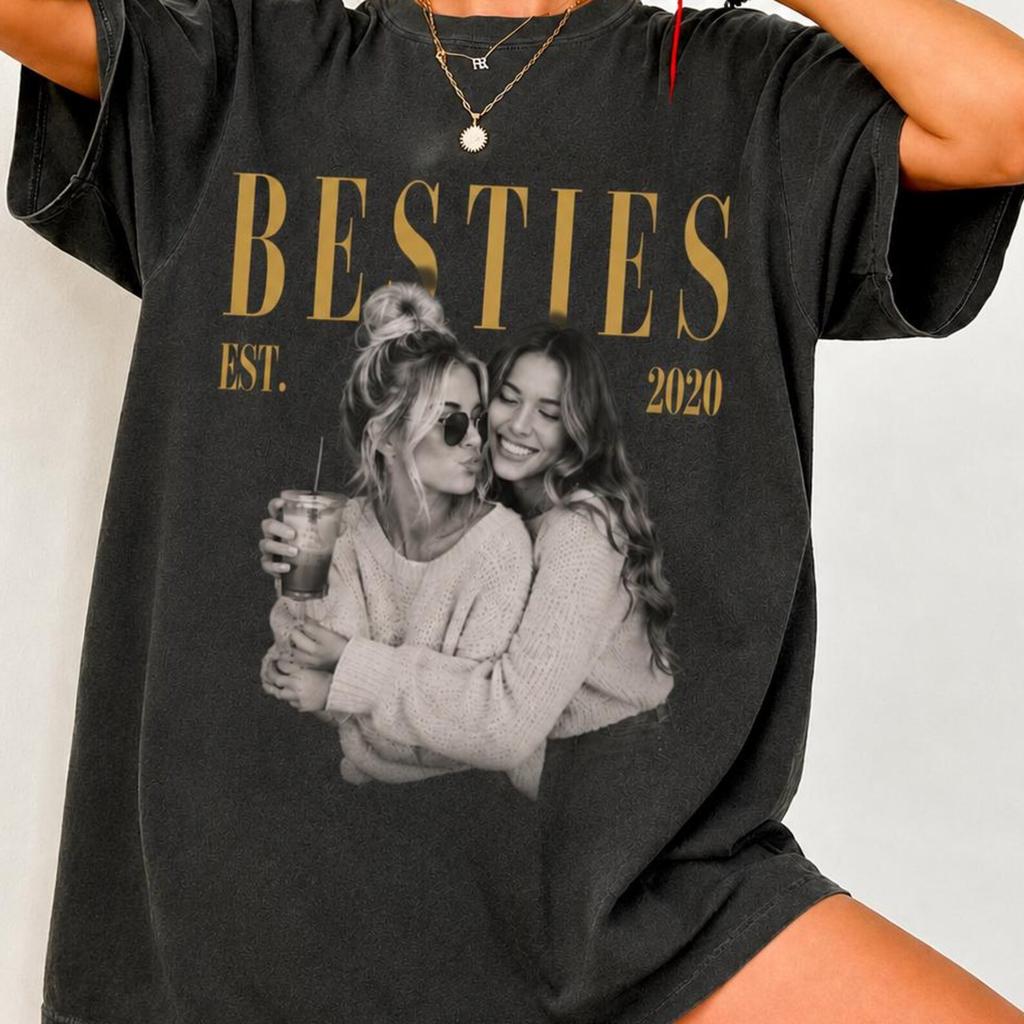 Personalized Bestie Shirt, Comfort Colors® Custom Photo Friend T-Shirt, BFF Birthday Gift, Friendship Keepsake Tee