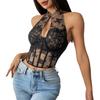 Elegant Lace Qipao Halter Neck Slim Fit Strapless Backless Crop Top