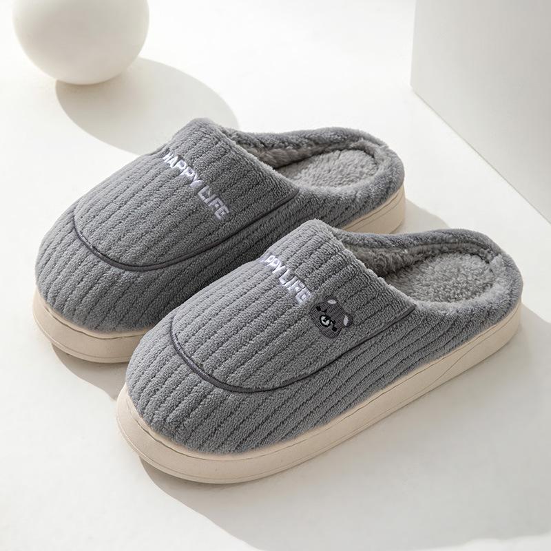 Cotton Slippers Women's Thickened Autumn and Winter Indoor Home Couple's Home Non-slip Warm Confinement Wool Cotton Shoes Men