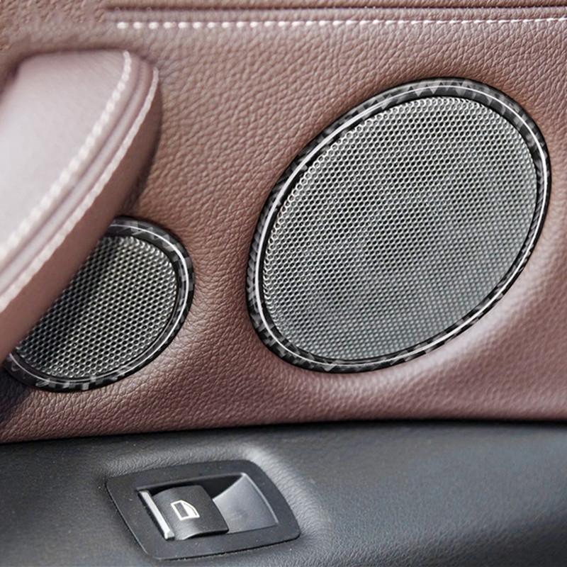 4 шт./6 шт., углеродное волокно, автомобильный дверной динамик, громкоговоритель, декоративная круглая накладка, наклейки, автоаксессуары для BMW X5 E70 X6