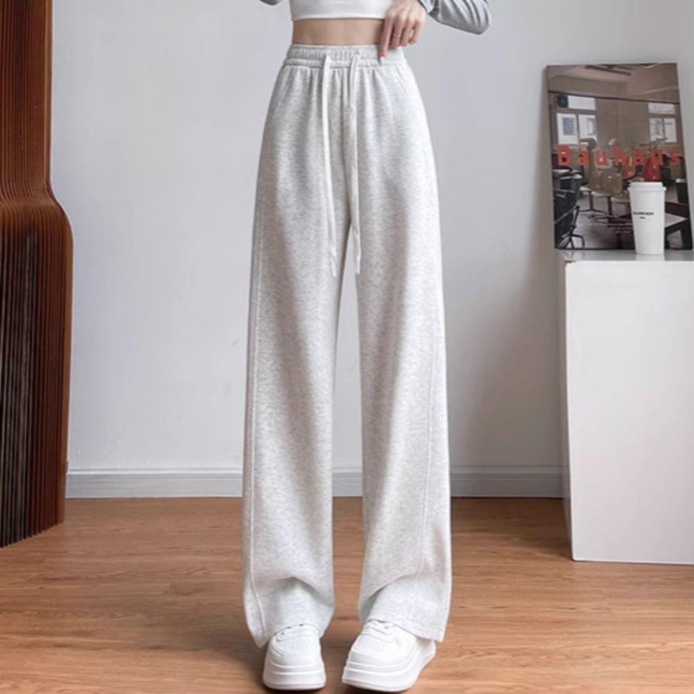 Drawstring Loose Sports Pants High Waist Casual Pants Women Comfortable Wide Leg Pants  Streatwear