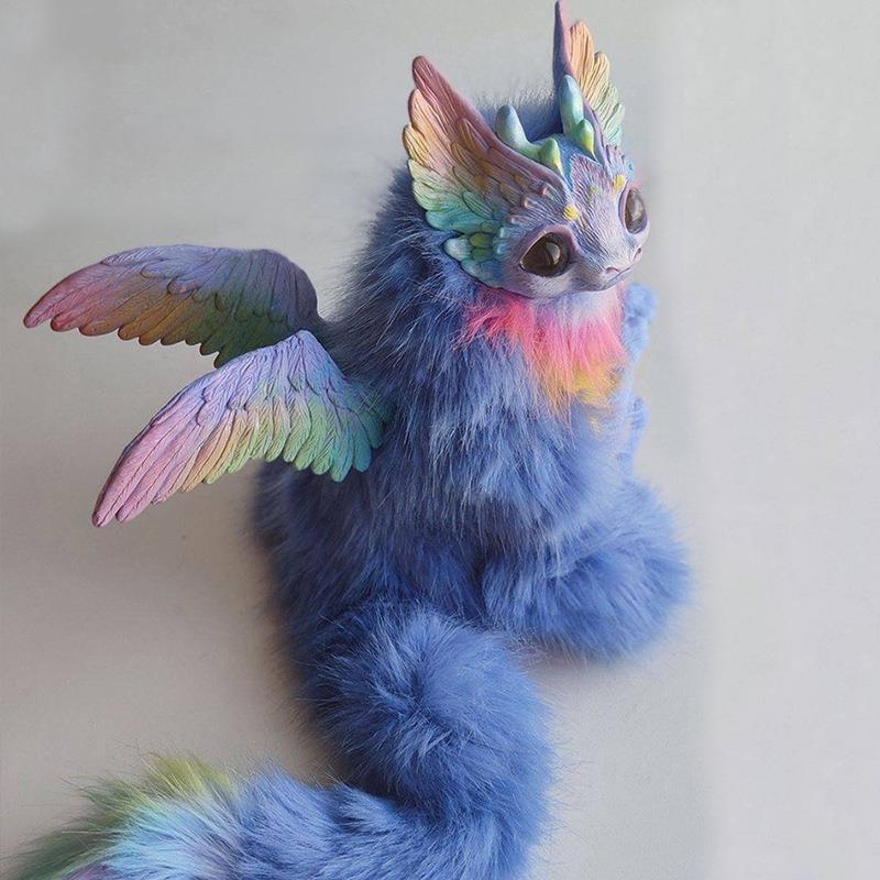 Фэнтезийное существо с рогом летающего дракона, плюшевая кукла, латексные украшения, кукла-дракон