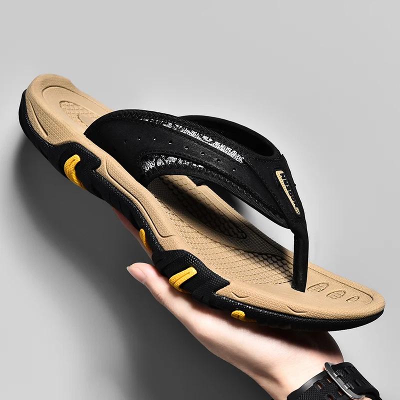 Шлепанцы в британском стиле, летние мужские уличные повседневные пляжные туфли, дышащие легкие тапочки на мягкой подошве, удобные нескользящие тапочки