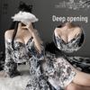 Manyan Sexy Lingerie: Printed Chiffon Japanese Kimono Pajamas Set