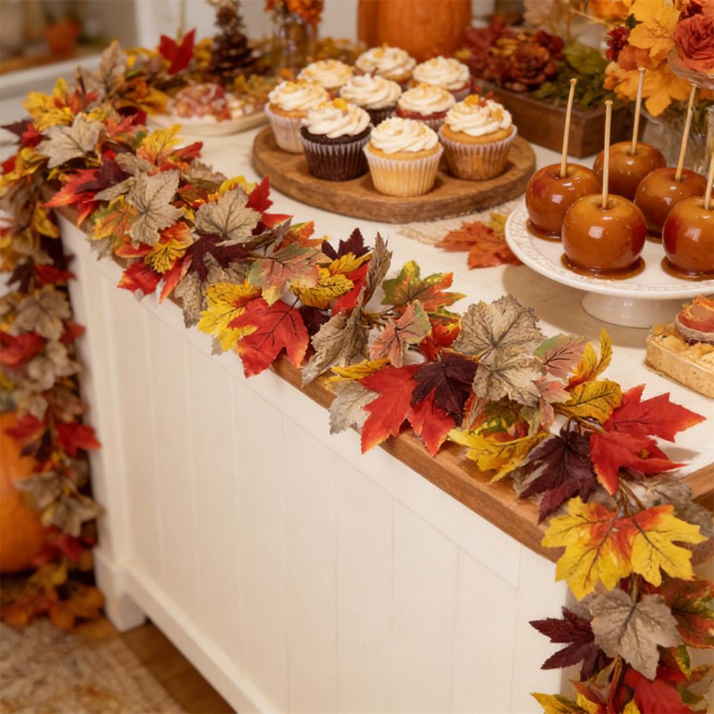 Artificial Maple Leaf Garland 175cm Realistic Decorative Vine for Indoor Outdoor Wall Door Window Table Event Display