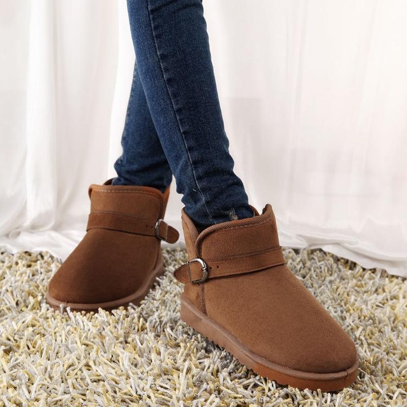 Зимние Нескользящие Теплые Короткие Снежные Ботинки Женские Ботинки Студенческие Плоские Короткие Ботинки Зимние Ботинки Обувь с Хлопковой Подкладкой Обувь Мода