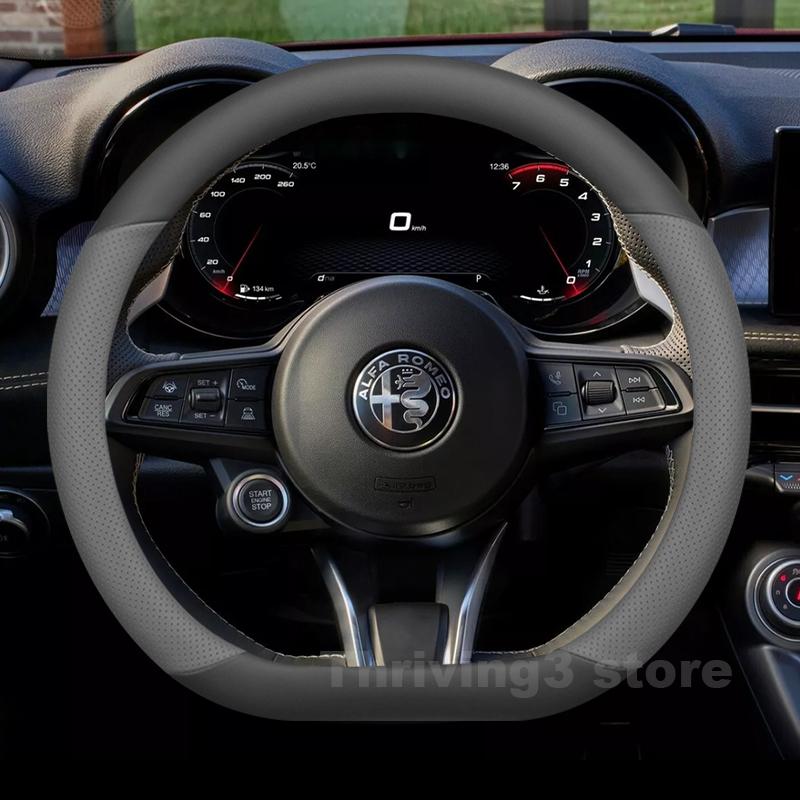 Leather Car Steering Wheel Cover For Alfa Romeo Tonale 2019-2025 Covers For Covers Auto interior Alfa Romeo Tonale Accessories zl2