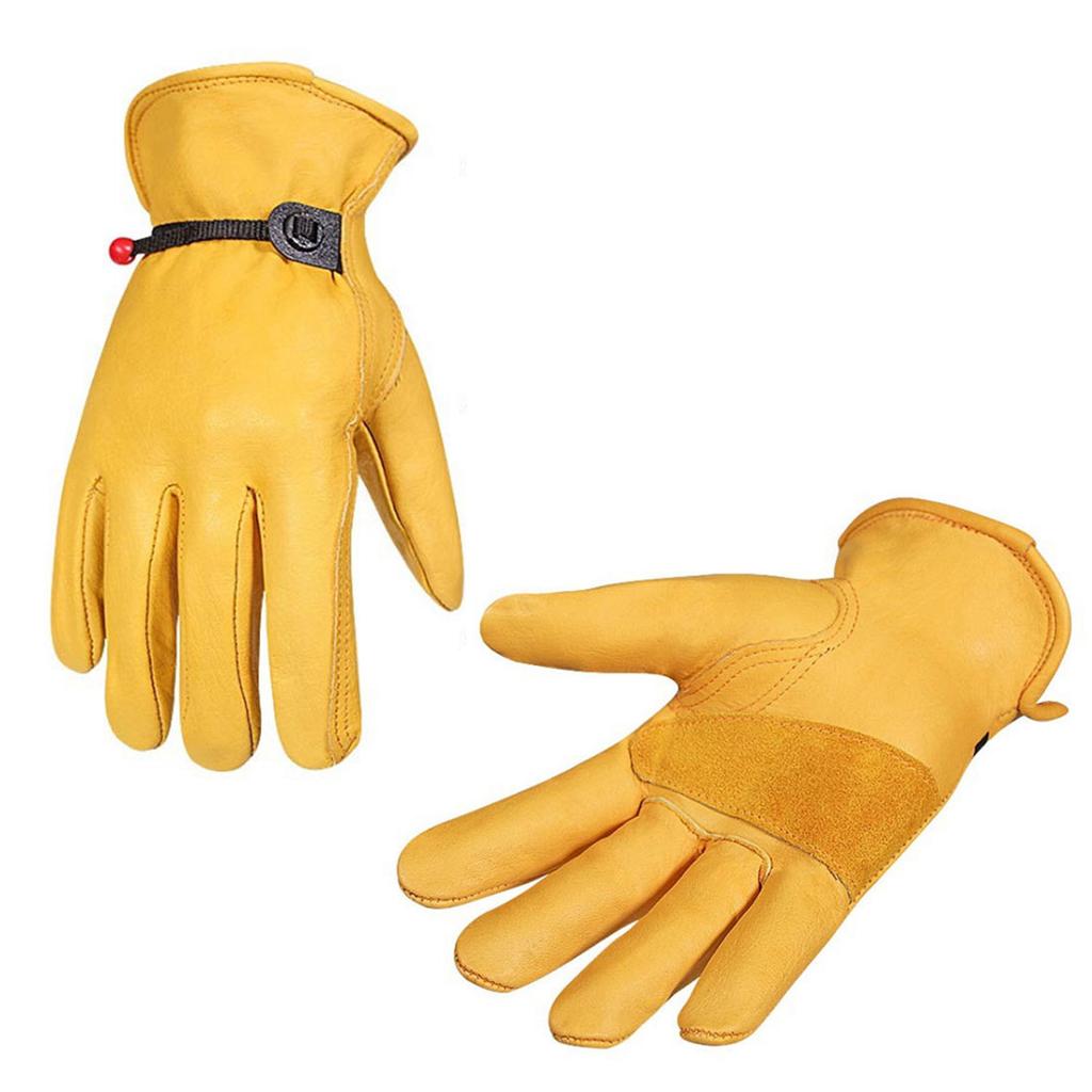 Work Gloves Prevent Slip Wearable Adjustable Soft Protective Faux Cowhide Gloves for Gardening