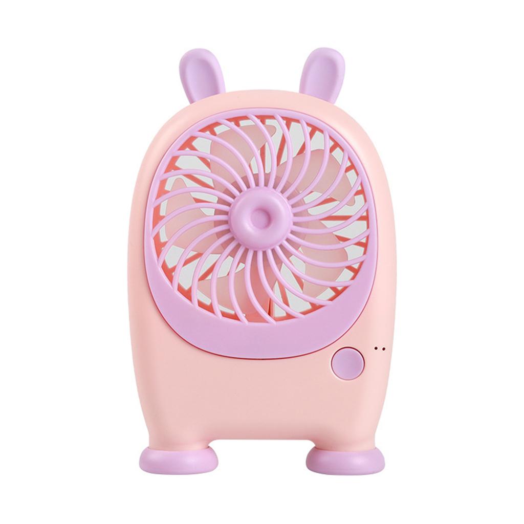 Portable Cute Rabbit Ear Mini Fan Rechargeable USB Type-C Small Desk Fan with 3 Speed Settings and 1 Hour Battery Life for Personal Use