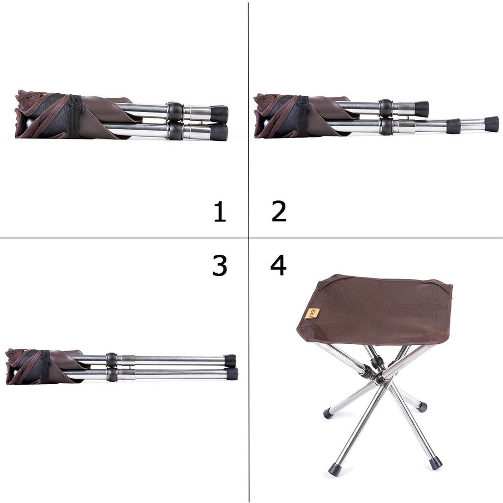KVASS Outdoor Folding Weight Stainless Ultra with Storage Ideal for and Brown Chair, Compact, 80-100kg Capacity, Steel, Lightweight, Bag, Camping,